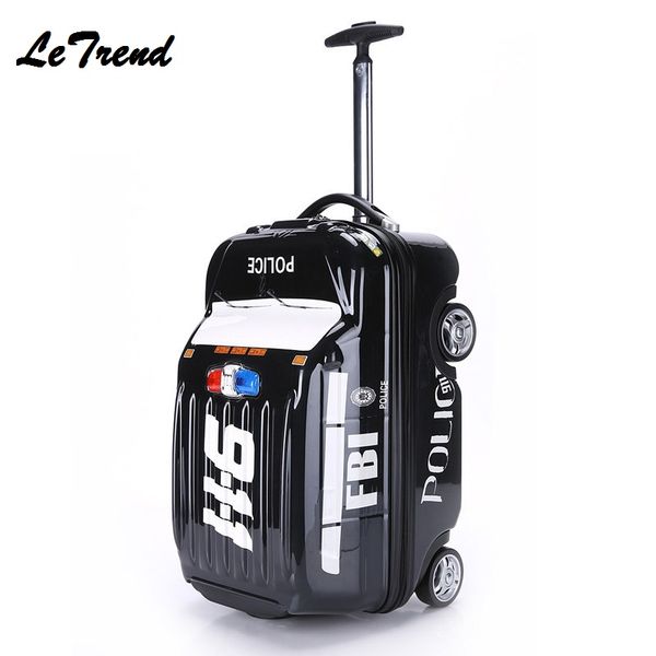 

fashion new 20inch boarding case cute cartoon car 911 car shape kids trolley suitcase solid children carry on rolling luggage
