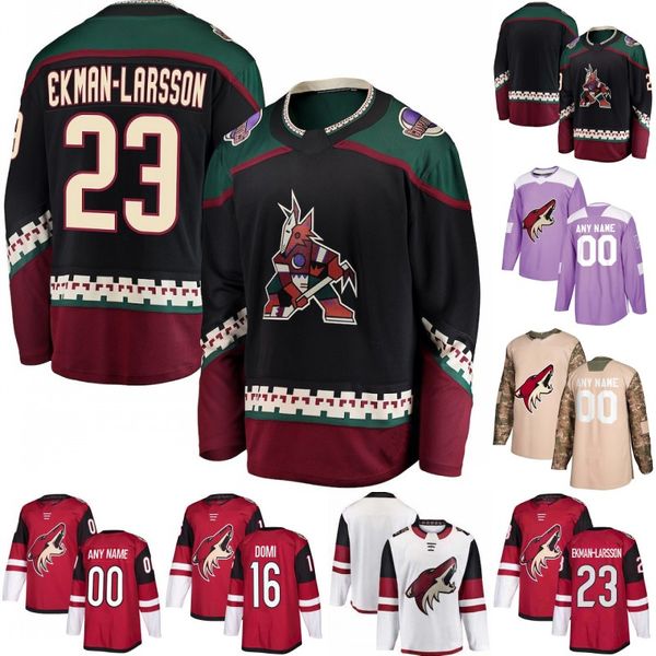 

Arizona Coyotes Jersey 23 Oliver Ekman-Larsson 8 Nick Schmaltz 36 Dave Bolland 25 Nick Cousins 21 Derek Stepan 30 Cal Pickard Hockey Jerseys