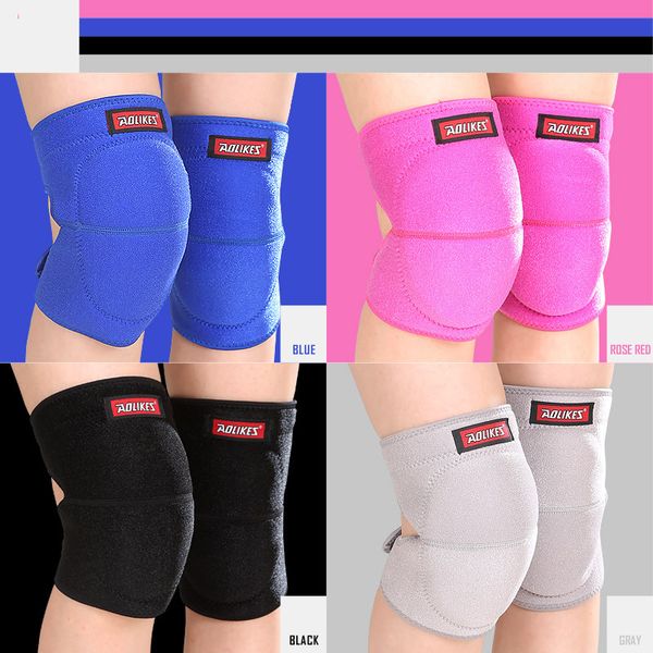 

aolikes 1pc sport fitness knee pad dancing mountaineering ski knee gym protect adjustable thick kneepad patella guards men women, Black;gray