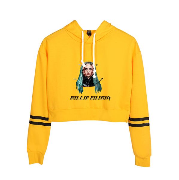 

new listing billie eilish kpop crop hoodies women cotton harajuku billie eilish girl's orange hoodie sweatshirt, Black