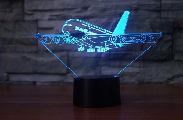 

usb 3d led night light airplane multicolor rgb boys child kids baby gifts decorative lights music table lamp bedside