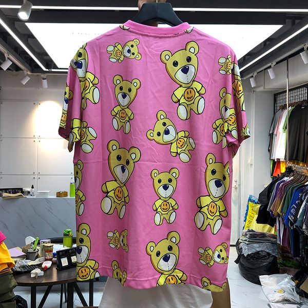 

drew bear pink black t shirt for men women summer style designer tees loose oversized fashion t-shirt gunn, White;black