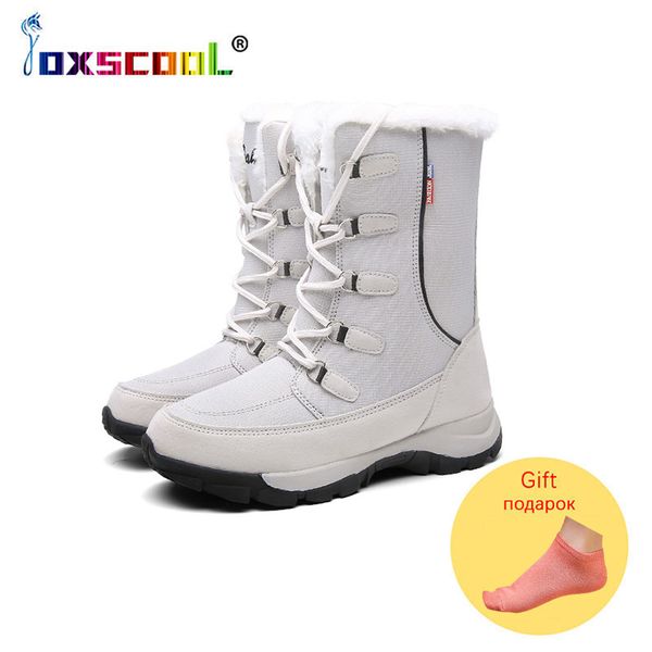 

2020 women snow boots waterproof non-slip parent-child winter boots thick fur platform waterproof and warm shoes plus size 35-42, Black