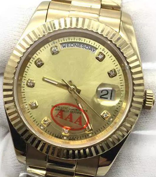 

new mens watch daydate118238 18k gold president sapphire diamond number watches automatic mechanical movement male watch, Slivery;brown