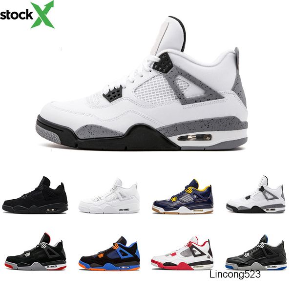 

new 4 4s mens jordon basketball shoes classic pure money royalty white cement raptors black cat bred fire red trainers sports sneakers shoes