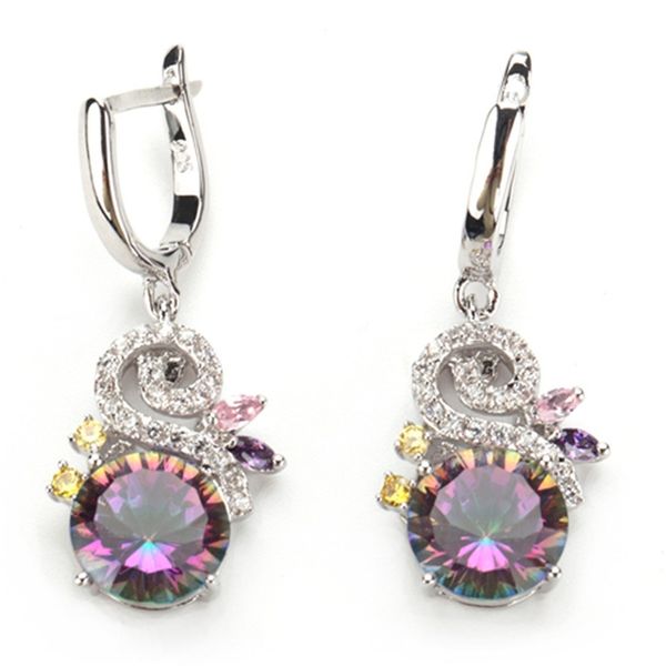 

shunxunze sellers engagement wedding earrings for women's clothing accessories dropshipping rainbow cubic zirconia rhodium plated r709, Golden;silver