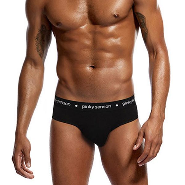 

men's breathable brief underpants low waist men underwear briefs hombre slipe gay cueca mascu letters panties shorts, Black;white