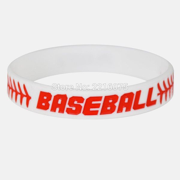 

100pcs baseball laces motivational wristband silicone bracelets by dhl a, White