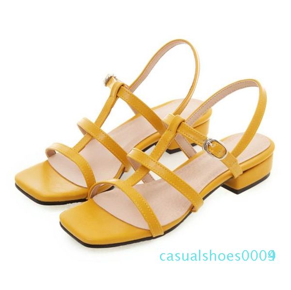 

big small size 31 to 44 45 46 casual style yellow blue t strap low heel sandals luxury women designer slides c04, Black