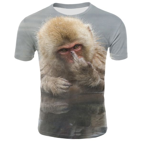 

dressing2020 men animal t shirt milk silk orangutan 3d print tshirt men funny short sleeve o-neck tees monkey 3d print summer clothes, White;black