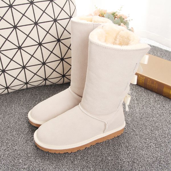 

new 7803 designer boots australia women girl classic luxury snow boots bowtie ankle half bow fur boot winter black chestnut