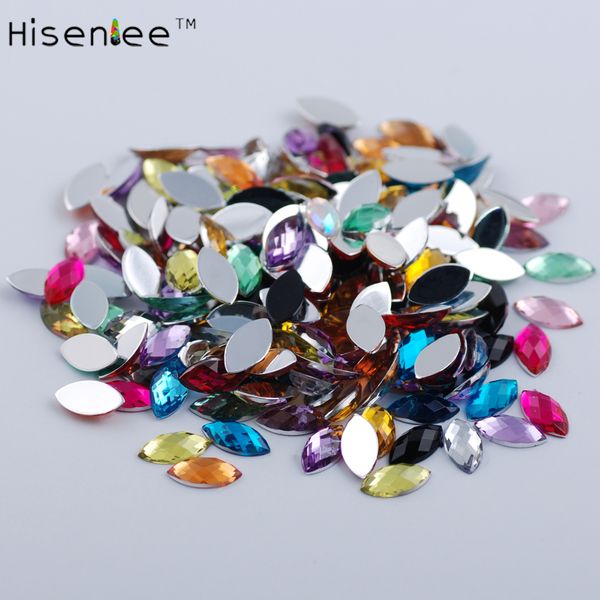 

hisenlee 4x8mm 100pc new nail glitter colorful horse eyes design stone crystal nail make up decoration wheel art slices diy, Silver;gold