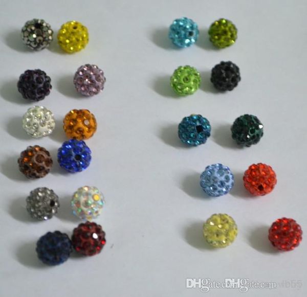 

200 pcs/lot 10 mm mixed color micro pave cz disco ball crystal crystal bead bracelet necklace beads diy .wholesale sale mixed lot
