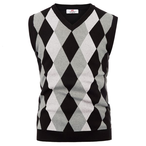 

cardigan knitted vest plaids checks v neck sleeveless knitwear sweater soft golf casual diamond waistcoat, Black;white