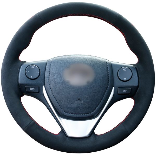 

hand-stitched black suede car steering wheel cover for rav4 2013-2019 corolla 2014-2019 corolla im (us
