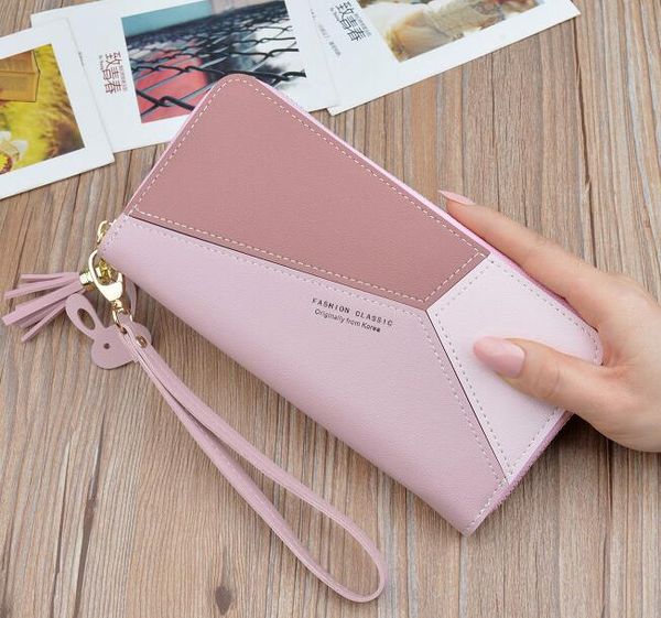 

designer women handbag purse female long korean version color stitching zipper large-capacity money mobile phone bag wallet card bags/5
