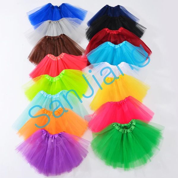 

baby girls tutu dress rainbow color kids party mesh skirts dance dresses tutus summer bubble gauze ballet short skirt for kids 2-8t e3609, Blue