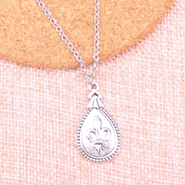 

new fashion link chain necklace antique silver pendants 16*30mm medal fleur de lis necklace for gift jewelry
