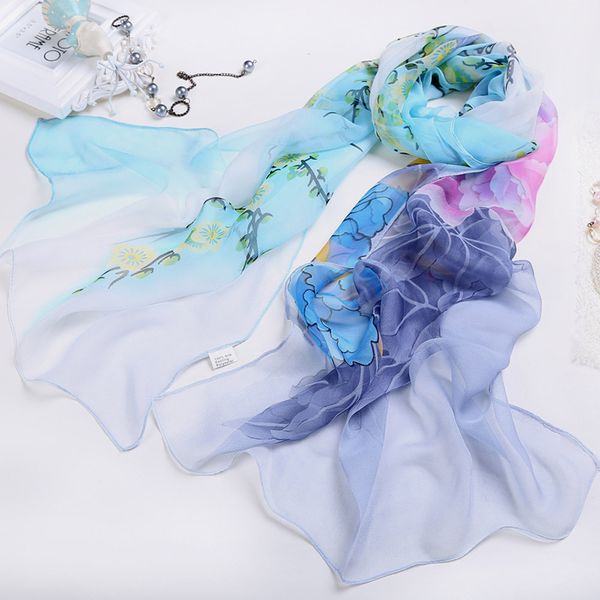 

kancoold silk scarf shawl elegant design unique style women ladies chiffon floral scarf soft wrap long shawl pjan17