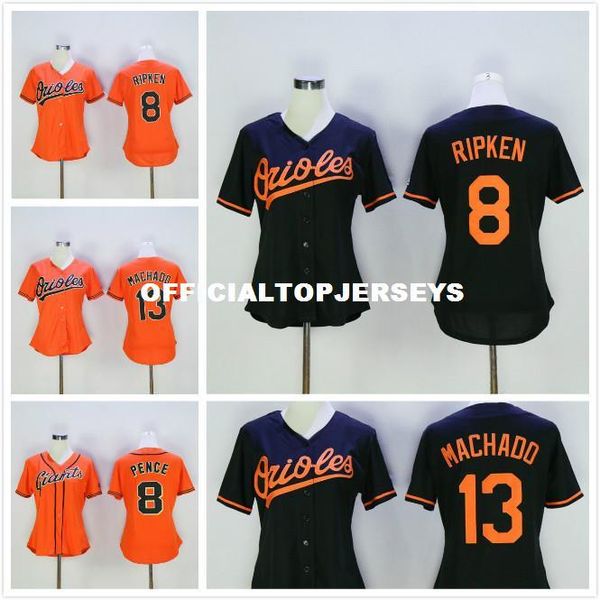 

women 8 cal ripken jr 13 manny machado retro jersey black orange, Black;blue