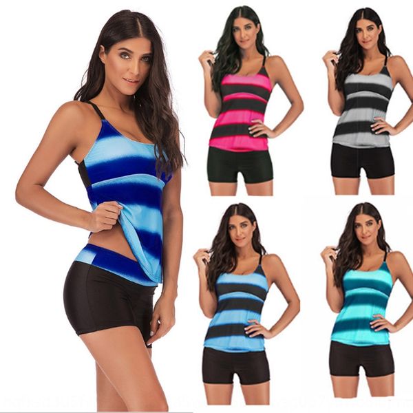 

2019 large size split gradient color striped printed swimsuit slim swimsuit, White;black