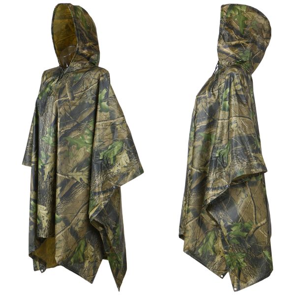 

3-in-1 waterproof hooded raincoat men women camping fishing motorcycle rain poncho sun shelter camping tent ground sheet mat