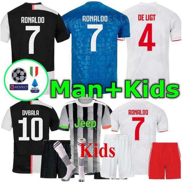 

19 20 ronaldo occer jer ey 2019 2020 de ligt dybala higuain buffon maglie futbol man and kid kit training football hirt, Black