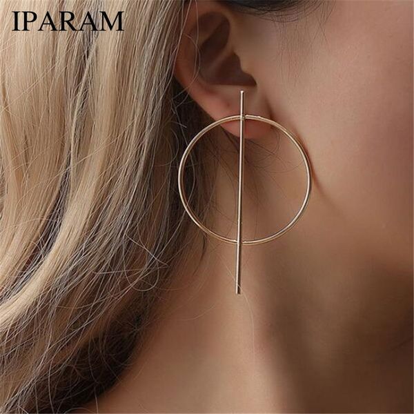 

iparam personality exaggerated geometry big circle earrings female punk glamour fashion gold and silver earrings jewelry