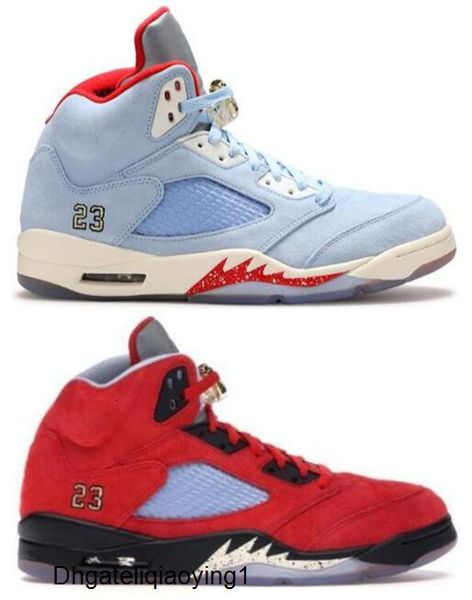 

new trophy room x 5s ice blue jsp red men basketball shoe 5 ice blue jsp sports sneakers with box, Black