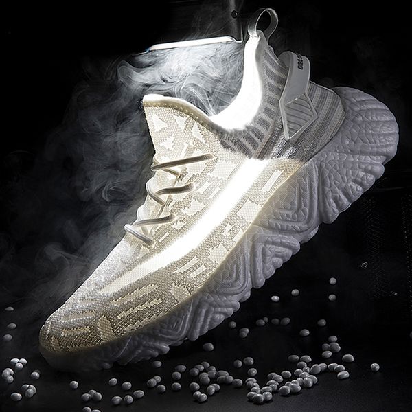

summer new men's shoes light particles men casual shoes outdoor breathable men's sneakers flying weave summer, Black