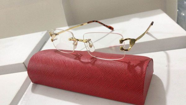 

wholesale-fashion sun glasses eyeglass rimless frames optical sunglasses metal legs frame brand designer glasses with case and box, Silver