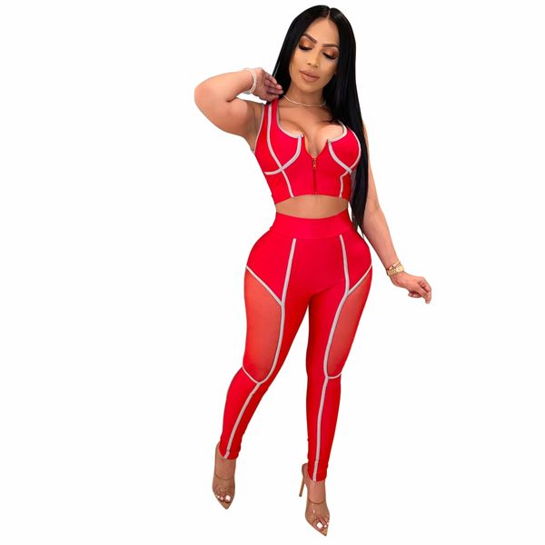 

2020 New Women's Sports Suit Explosion Models Women's Movement of Yoga Tight Stitching Gauze Suit Hot Sale Women Fashion Suit
