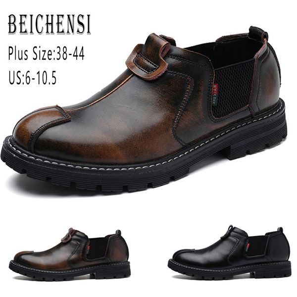 

new design men shoes new fashion england men leather shoes formal loafers oxford breathable plus size 38-44, Black