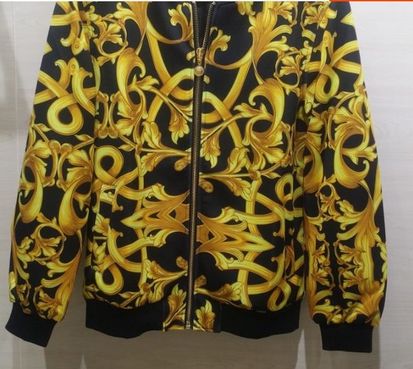 

2019 весны 19ss нового приход моды золотых роскоши цветочной королевскую печать бейсбол бомбардировщик куртка для мужчин бренд дизайнерской, Black;brown