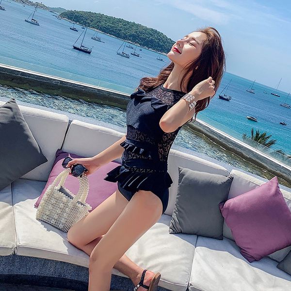 

swimsuit swimming woman surf rashguard rash guard women summer land popular logo new black backless falbala 2019 solid