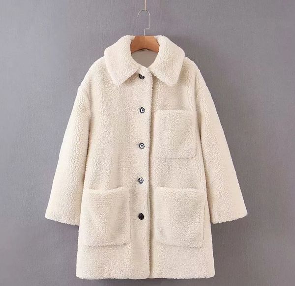 

hcbless women's woolen coat 2019 autumn new women's white lamb fur coat loose fleece, Black