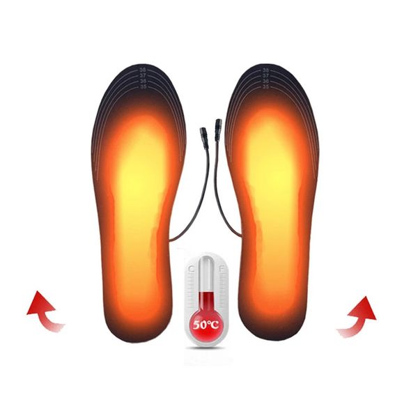 

1 pair heated insoles pads foot warmers usb rechargeable shoes outdoor sports heating insoles winter warm #g2, White;pink