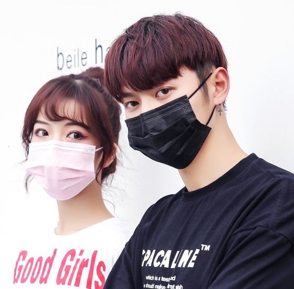 

dhl shipfyyd mask black non woven face mask mouth masks 3 layer 2 kf94 elastic earloop masks in stock ship black black 76ew