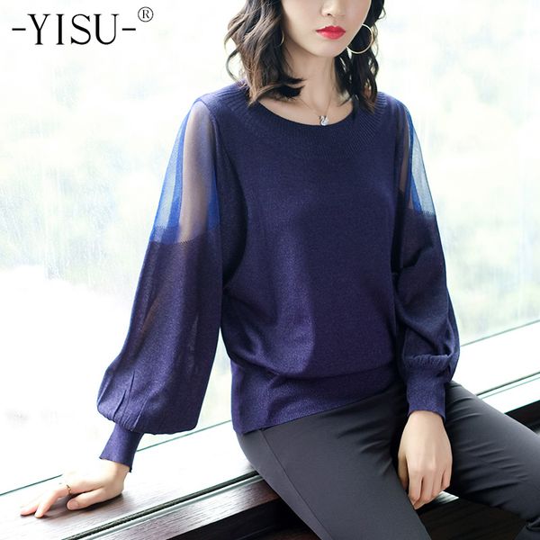 

yisu sweater women round neck knitted sweaters female long sleeve pull femme 2019 spring casual pullovers loose jumper, White;black