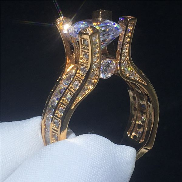 Anel do vintage de Diamante Cz Sona Pedra 925 anel de prata Banda de casamento de Prata para as mulheres Jóias Dedo