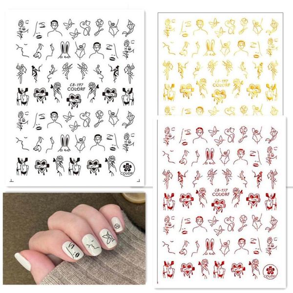 

stickers & decals est cb-197 design 3d nail sticker self adhesive diy decal decorations for stamping, Black