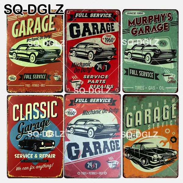 

sq-dglz] new classic garage tin sign full service 24/7 wall decor coffee metal crafts garage painting plaques art poster