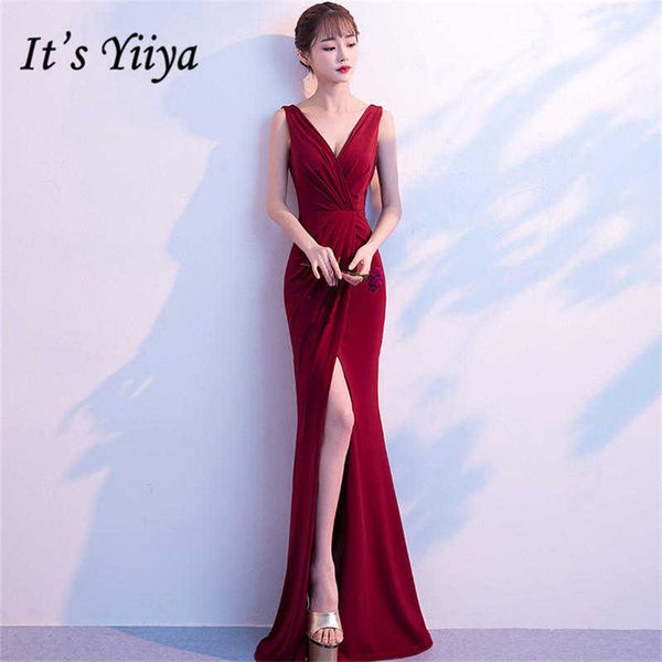 

это yiiya темно-красная труба вечерние платья v-образным вырезом без рукавов ужин vestidos сексуальные вечерние платья сплит cqx003, White;black