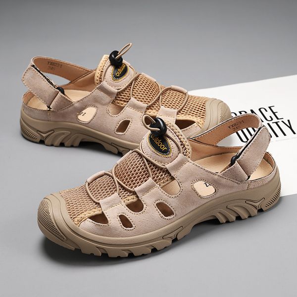 

classic men's sandals summer soft sandals comfortable men shoes genuine leather big size soft outdoor men roman, Black