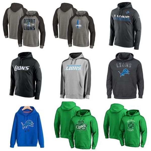 

2019 men lions salute to service sideline therma performance mitchell & ness classic team pullover hoodie - olive bule bla, Blue;black
