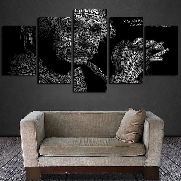 

5 panels physics equation albert einstein artworks giclee canvas wall art abstract poster canvas print oil painting wall decor