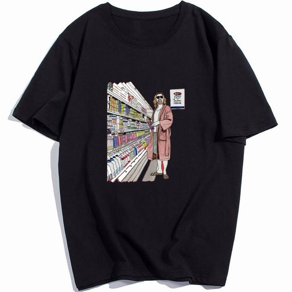 

the big lebowski s shirt cotton fabric black t shirts mens autumn tee, White;black