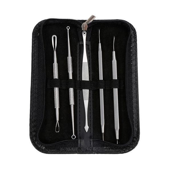 

5pc black head remover tool et tainle acne needle pimple tweezer blackhead comedone acne extractor face clean er