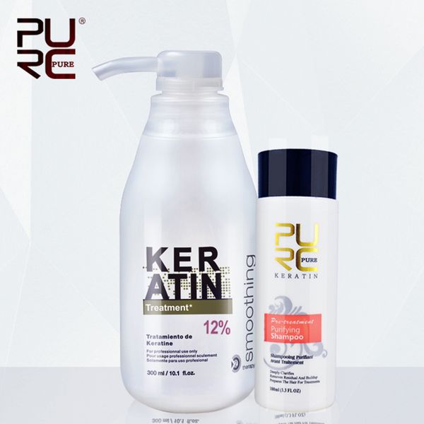 

11.11 purc brazilian keratin 12% formalin 300ml keratin treatment&100ml purifying shampoo hair straightening hair treatment set