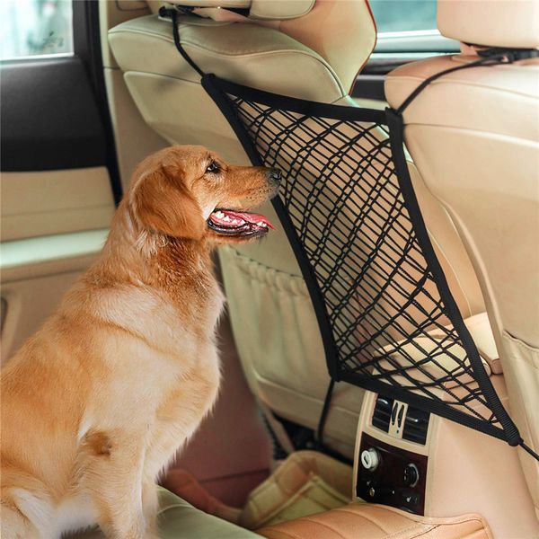 

universal stretchy car seat storage mesh & mesh cargo net hook pouch holder disturbing ser from children and pets car backseat barrier